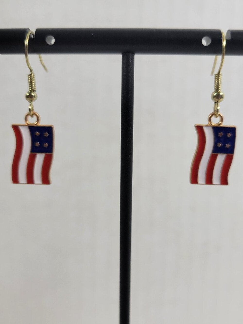 USA Flag Earrings Patriotic July 4th Zinc Alloy Dangle Drop Women Holiday E55E